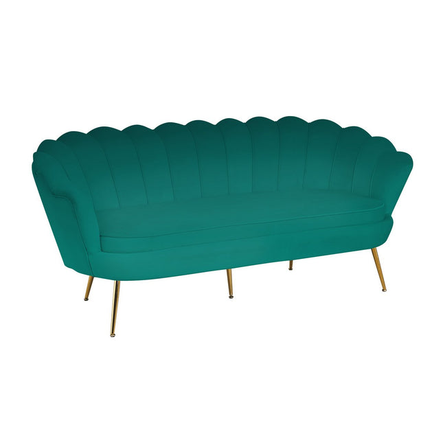 3 seater velvet shell sofa green