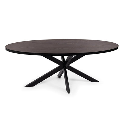 Stalux Oval dining table 'Mees' 240 x 110cm, color black / brown wood