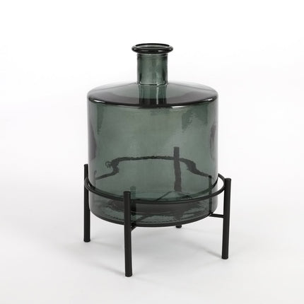 Guan Bottle Vase - H26 x Ø21 cm - Recycled Glass - Green