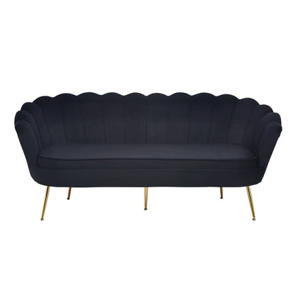 Shell sofa 3 seater in black velvet