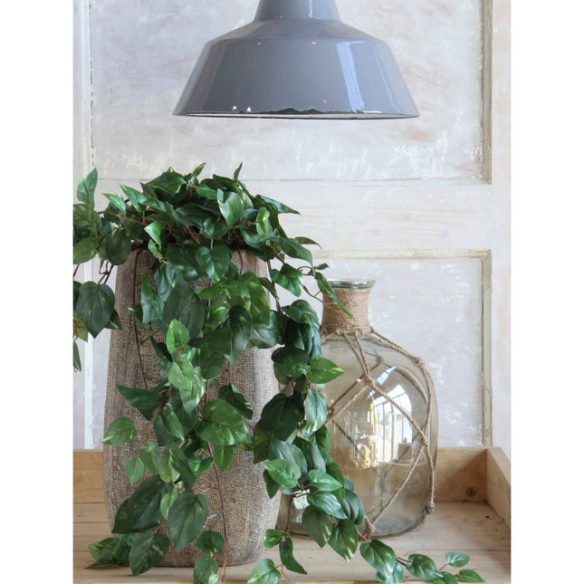 Scindapsus Artificial Hanging Plant in Flower Pot Stan - H45 x Ø25 cm - Green