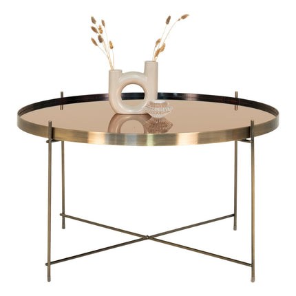 Venezia Coffee Table - Coffee table in brass-colored steel with glass ø70xh40cm