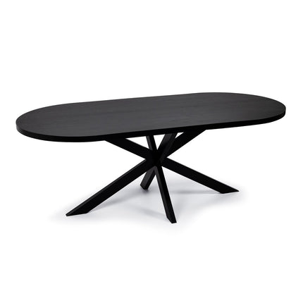 Stalux Flat oval dining table 'Noud' 210 x 100, color black / black oak