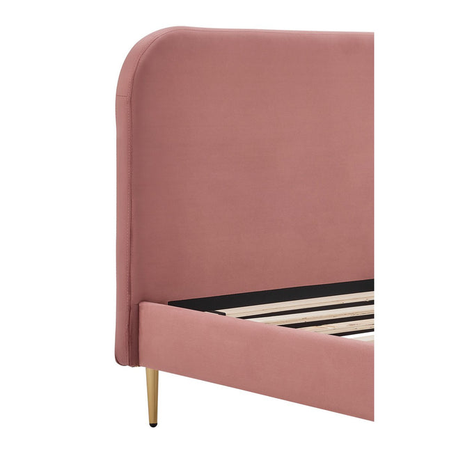 Upholstered bed with pink velvet cover 140x200 cm