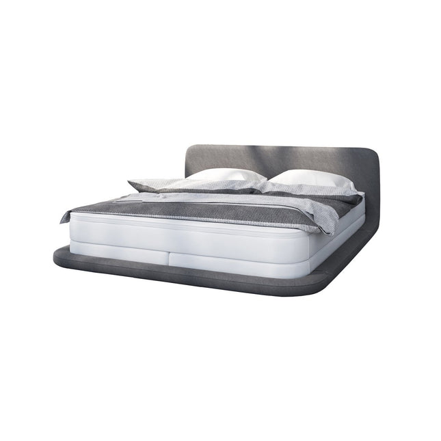 Box spring bed 180x200 cm white/grey LED