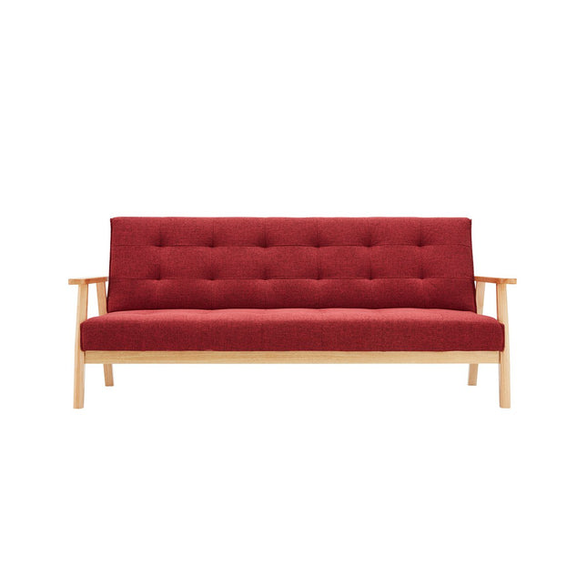 Sofa bed in Scandinavian textured fabric, crimson