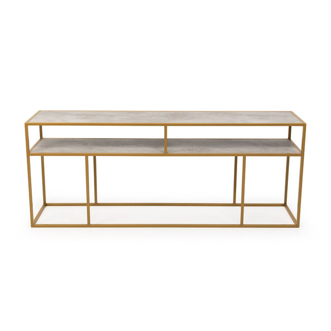 Stalux Side-table 'Teun' 200cm, color gold / concrete