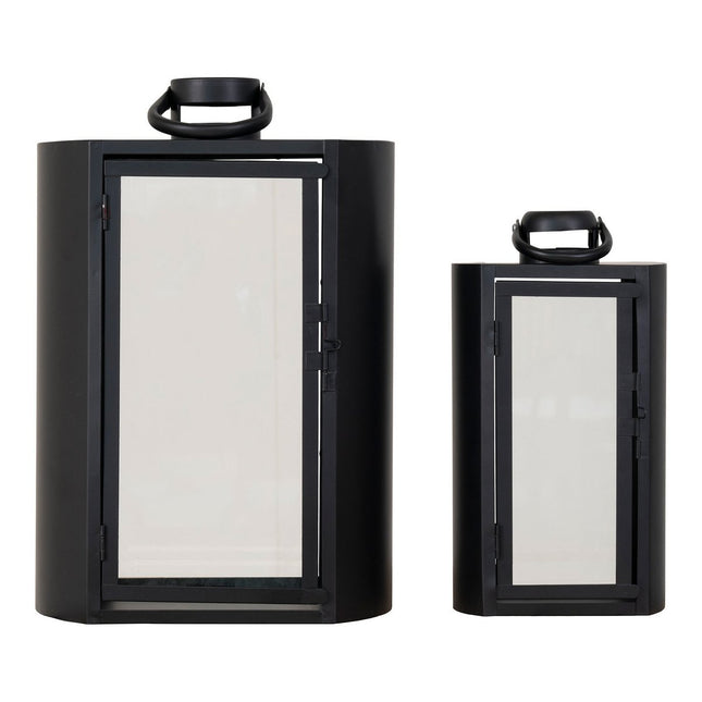 Tolosa Lantern - Lantern with handle, metal and glass, black, set of 2