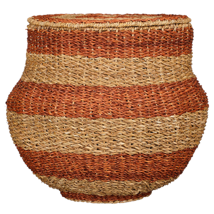 Tacoma Storage Basket with Lid - H48 x Ø55 cm - Jute - Orange