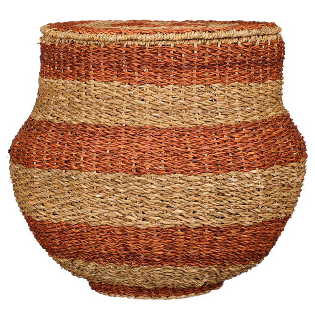 Tacoma Storage Basket with Lid - H48 x Ø55 cm - Jute - Orange