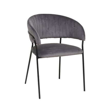 Gray velvet chair with padded backrest