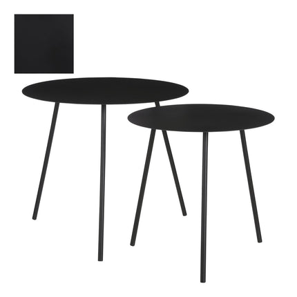 Pontus Side table - Set of 2 - H45 x Ø55 cm - Metal - Black