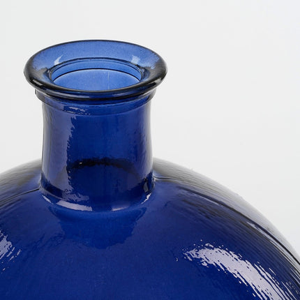 Firenza Fles Vaas - H42 x Ø34 cm - Gerecycled Glas - Donkerblauw