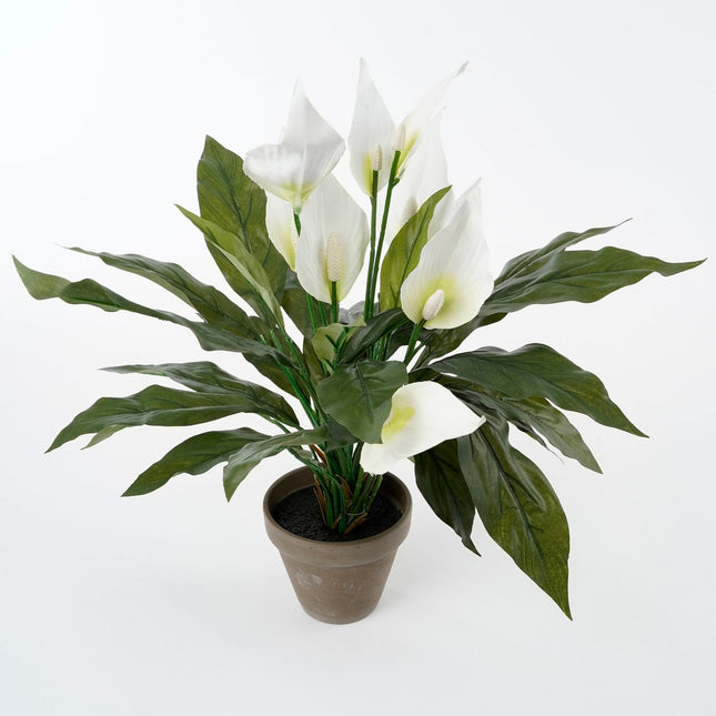 Spathiphyllum Kunstplant in Bloempot Stan - H50 x Ø40 cm - Wit