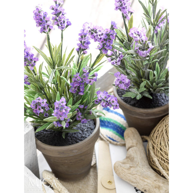 Artificial Lavender Plant in Flower Pot Stan - H33 x Ø20 cm - Purple