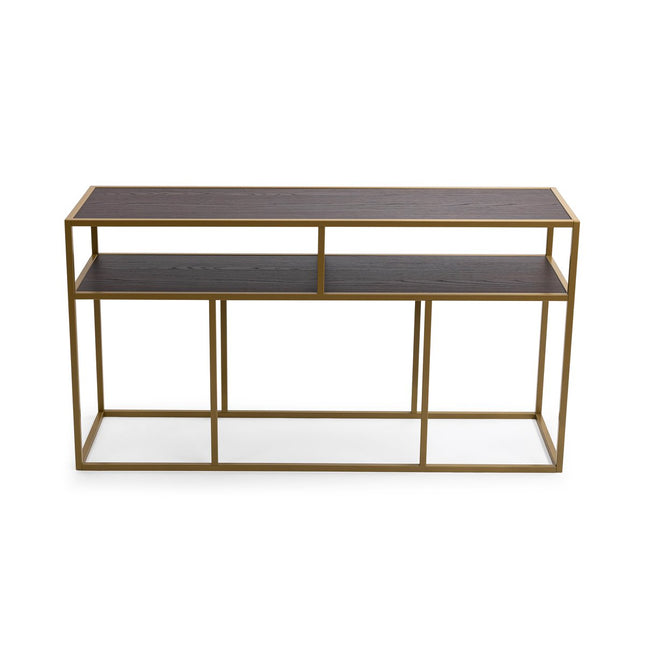 Stalux Side-table 'Teun' 150cm, color gold / brown wood
